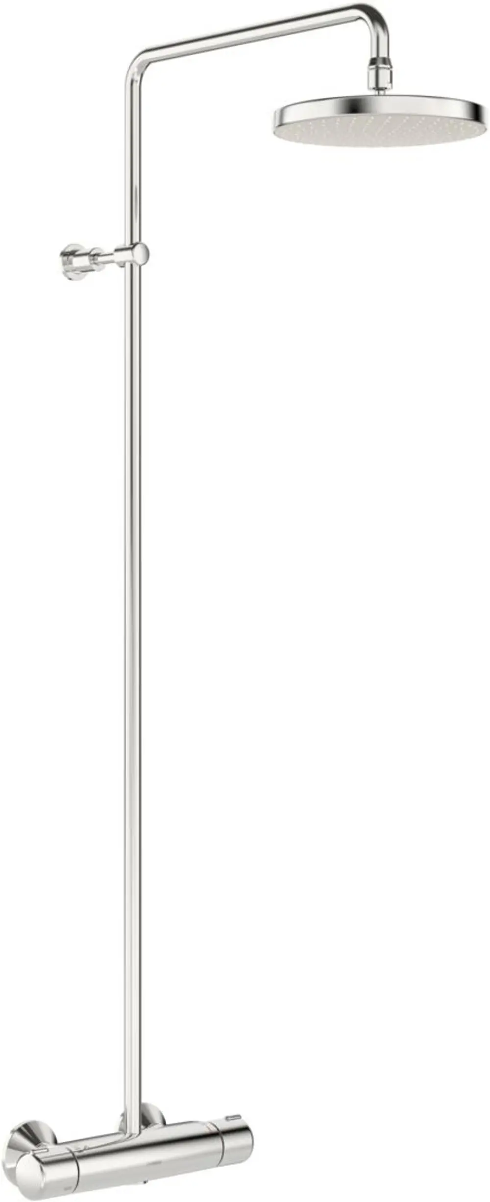 Chromene Regenbrause-Duscharmatur von HANSA mit einem langen Duscharm, der die Duschbrause in einem funktionalen Design hält. Ideal für moderne Badezimmer.